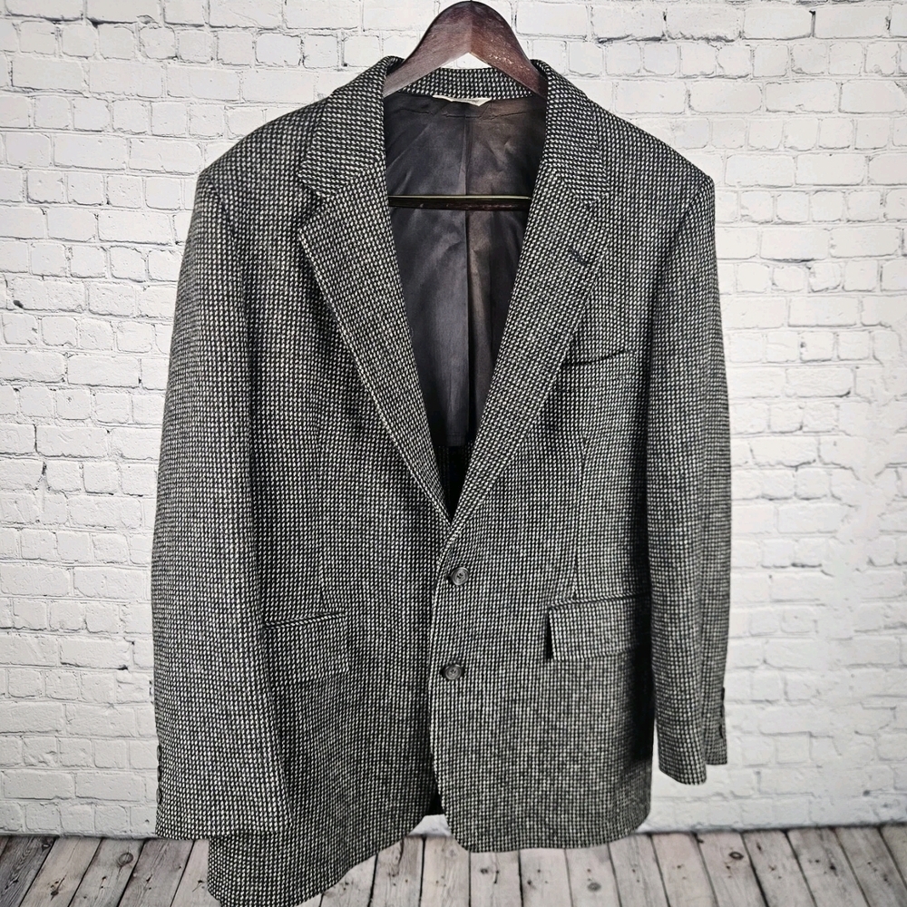 Dobbshire Customized Mens Wool Blazer Sport Coat Grey‎ Houndstooth Made in USA